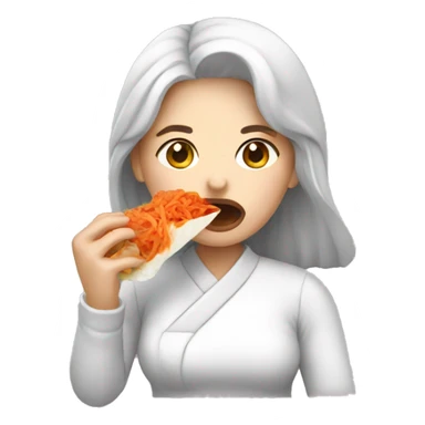 woman eating kimchi sticker