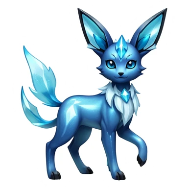 Shiny Edgy Badass Dark Gothic Glittery Ethereal Sparkly Glaceon-Amaura-Aurorus-Fakémon-hybrid-creature (full body)  sticker