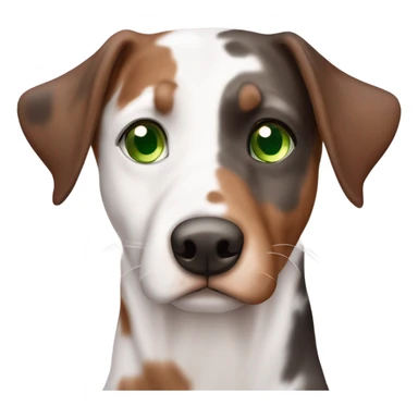 Red Merle catahoula dog with green eyes and half white face sticker