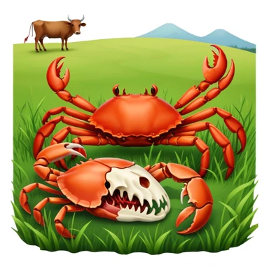 Crab eating a cow sticker