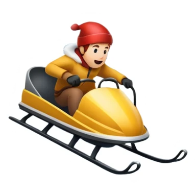 An icon featuring a sleek sled speeding down a snowy hill, with a snowy landscape and pine trees in the background. The motion lines and slight snow spray emphasize the thrill of the ride. Transparent background highlights the excitement and fun of sledding. sticker