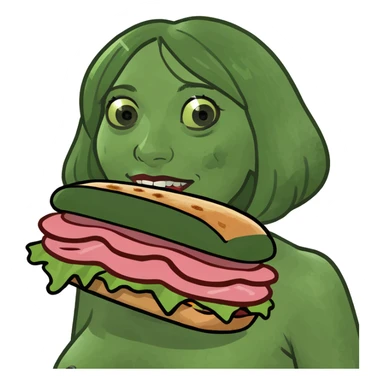 kawaii lady with spam meat   sticker