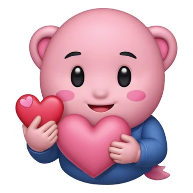 create a chibi sticker of Kirby smiling with a heart in his hands sticker