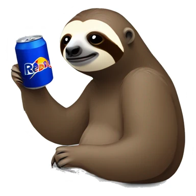 sloth with RedBull can and laptop sticker