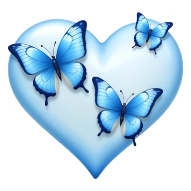 white heart with blue butterflies sticker