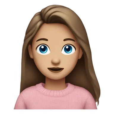 brown hair blue eye girl wearing a pink sweater sticker
