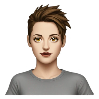 Kristen stewart gray in round neck t-shirt only face sticker