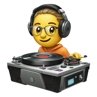 😎+💽+🤚 (DJ Emoji Smiley Scratching Turntables) sticker