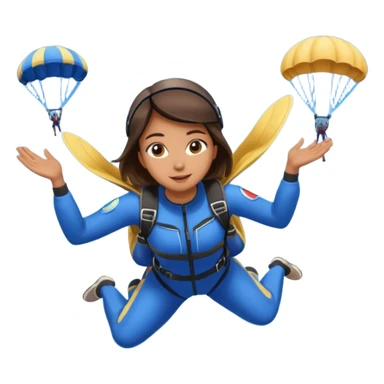 Skydiving girl with parachute and UFO blue sticker