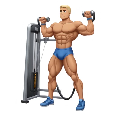 standing bodybuilder hip abduction cable machine exercise sticker