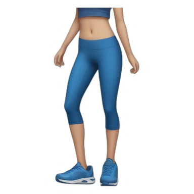 Short brunette, leggings, blue walking shoes, tattoo sticker