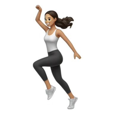 Brunette woman dancing salsa in leggings and sneakers sticker