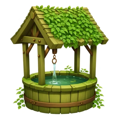 Wishing well covered in green vines sticker