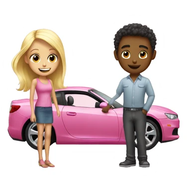 boy buying blonde girl pink car sticker
