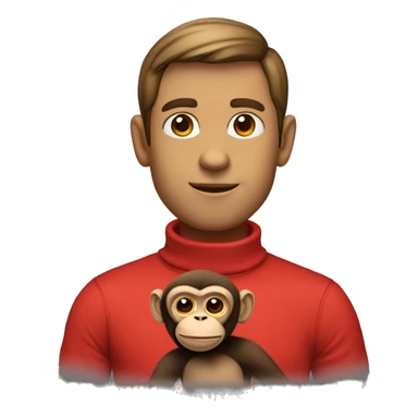 Max Design pro, wear a red shirt with a turtleneck, and a monkey sticker