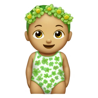 a baby wearing a bodysuit. green flowers, symbolizing ecology and sustainability.  sticker