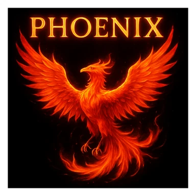 make image of phoenix with title, black background sticker