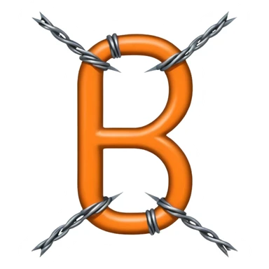 The letter H made of black and silver barbwire sticker