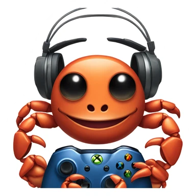 crab in a gaming headset holding xbox controller  sticker