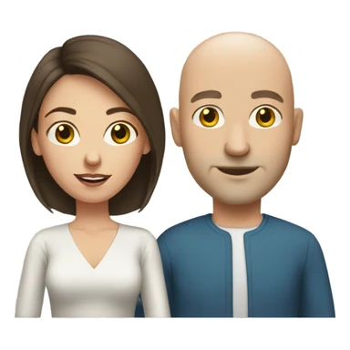 Bald white man with brunette woman sticker