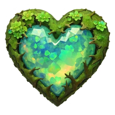 mossy heart shaped natural rough opal sticker