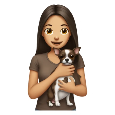 brunette girl holding a brindle chihuahua sticker