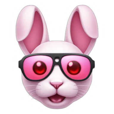 A ferocious pale pink rabbit with red eyes cyberpunk sunglasses sticker