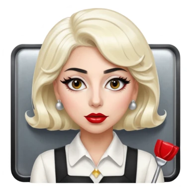 Lady Gaga in the Telephone video, retro diner waitress uniform, platinum blonde hair, glamorous pop style sticker