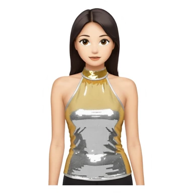 halter neck tank top with gold and silver sequins sticker