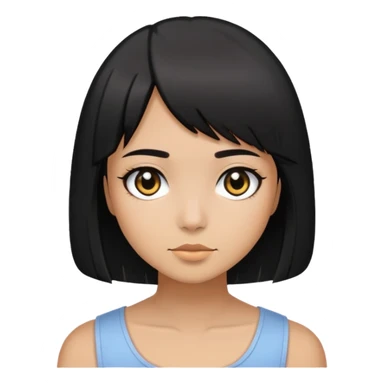 A girl with black medium bob cut  wit black eyes and tanskin not too dark and not too light just in the middle sticker