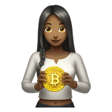anime girl with bitcoin in hands sticker