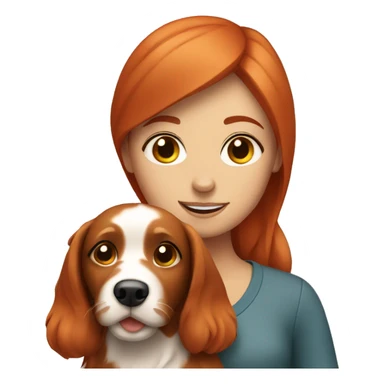 Red haired girl with dog sticker
