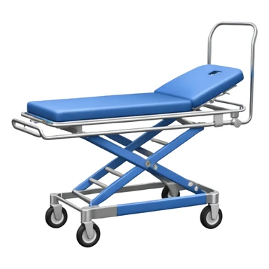 An open-back stretcher trolley being loaded into the ambulance bay. sticker