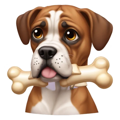 boxer dog with a bone name plaque that says MIKO sticker