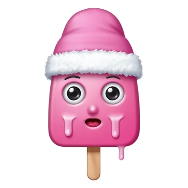 pink popsicle with eyes and snow hat sticker