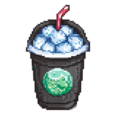 soda cup with ice and lid sticker