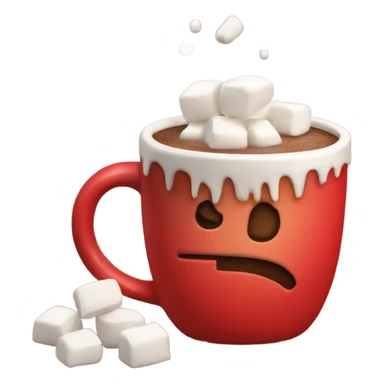 hot coco with marshmallows in a red mug  sticker