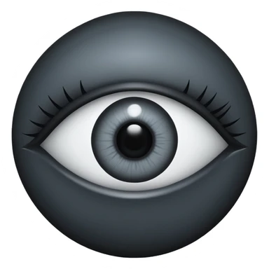 Minimal emoji, gothic futuristic eye, cold grey sclera, pupil replaced by a solid black number 8, occult cyber aesthetic, sharp clean lines, flat emoji design, centered, transparent background sticker