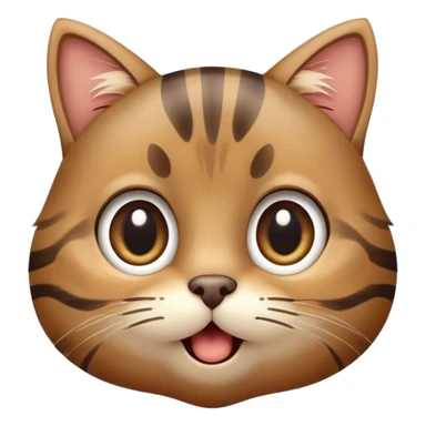 This is a cute young tabby cat with big round eyes, stripy brown fur, and a funny surprised face, sticker
