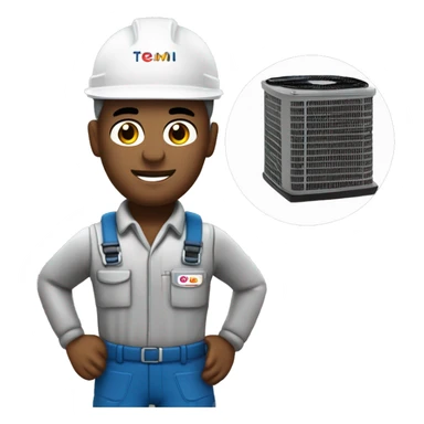 hvac technician action figure logo hd with brand name TechyWechy AMC Services sticker