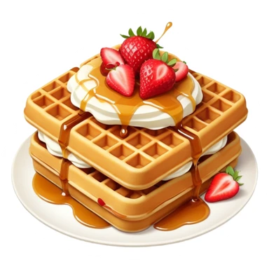 Belgian waffle with syrup and strawberries sticker
