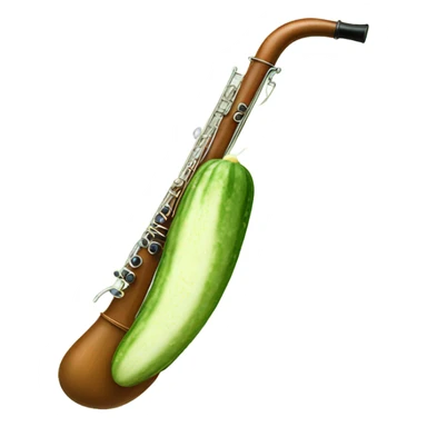 Cucumber slice holding a bassoon sticker