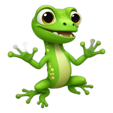 cool gecko with hands raised sticker