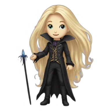 long-hair blond femboy gothic magician sticker