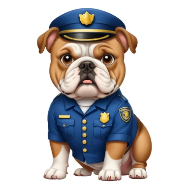 english bulldog in a security uniform sticker