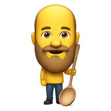 head, yellow skin, growing beard. with a wooden ladle in hand sticker