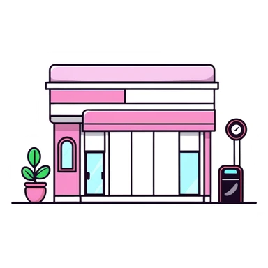 partly pink stylish beauty salon building sticker