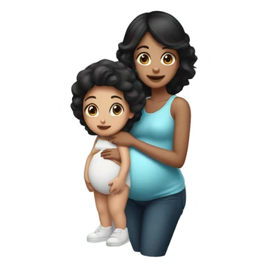Black haired girl with dark brown eyes being pregnant  sticker