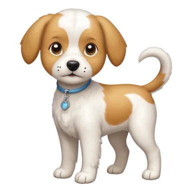 a full body white beagle x maltese x chi dog the size of a kelpie with light brown ears and a light brown patch on one eye sticker