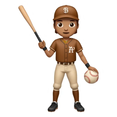 A 🪵 with a face has arms and legs holding a baseball bat  sticker